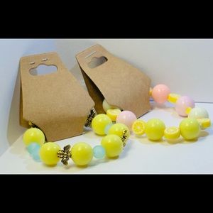 Summer Lemon and Bee handmade bracelet set